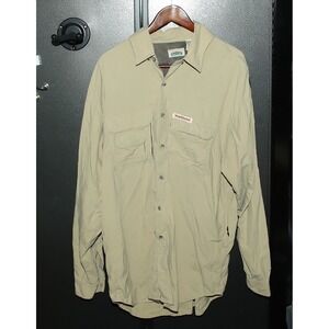Hook And Tackle Outfitters Air/X Fishing Long Sleeve Shirt, Beige, Men's XL